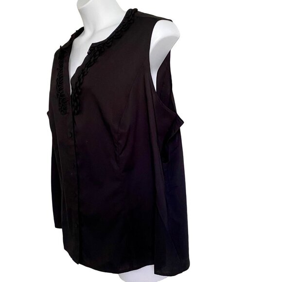 Talbots Black Button Up Sleeveless Top Detailed Neckline Women's Size 24W NEW - Picture 3 of 9